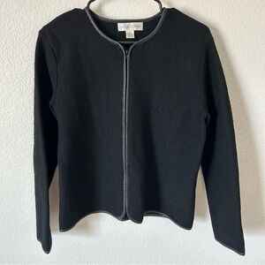 Vintage Casual Corner Conservative, Business Casual, Black 100% Wool Zip Jacket